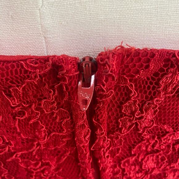 Vintage Dave & Johnny Red Lace Evening Dress Formal Cocktail Prom Gown Sz 11/12 - Picture 8 of 10